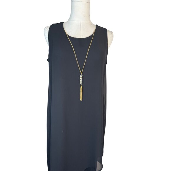 NWT JM Collection XS  Black Sleeveless Asymmetrical Overlay Dress Polyester - Picture 4 of 15